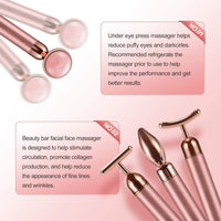 Revitalize Your Skin with the 4-in-1 Vibrating Rose Quartz Roller - The Ultimate Facial and Eye Massager for Lifting and Slimming Beauty Care