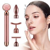 Revitalize Your Skin with the 4-in-1 Vibrating Rose Quartz Roller - The Ultimate Facial and Eye Massager for Lifting and Slimming Beauty Care