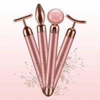 Revitalize Your Skin with the 4-in-1 Vibrating Rose Quartz Roller - The Ultimate Facial and Eye Massager for Lifting and Slimming Beauty Care