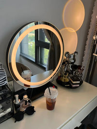 Illuminate Your Beauty: 30CM Lighted Vanity Makeup Mirror with 3 Adjustable Color Modes and 15X Magnification