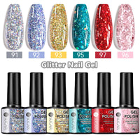 Elevate Your Nail Game with 7Ml Champagne Gold Sequins Gel Nail Polish - Sparkling Glitter for Stunning French Manicures!