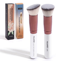 Transform Your Makeup Routine with the 2PCS Flat Angled Kabuki Brush Set - Perfect for Flawless Foundation Application!