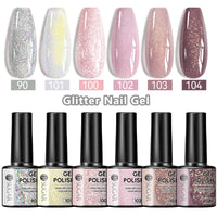 Elevate Your Nail Game with 7Ml Champagne Gold Sequins Gel Nail Polish - Sparkling Glitter for Stunning French Manicures!